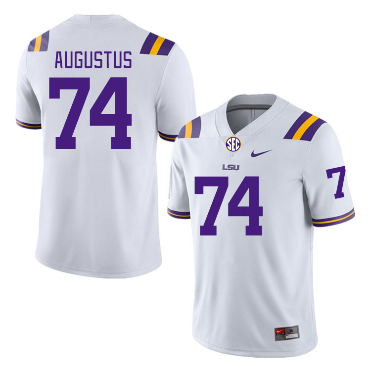 Men #74 Braden Augustus LSU Tigers College Football Jerseys Stitched-White